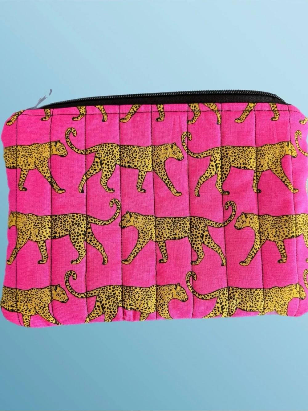 Handmade Leopard Print Cosmetic Pouch - Pink